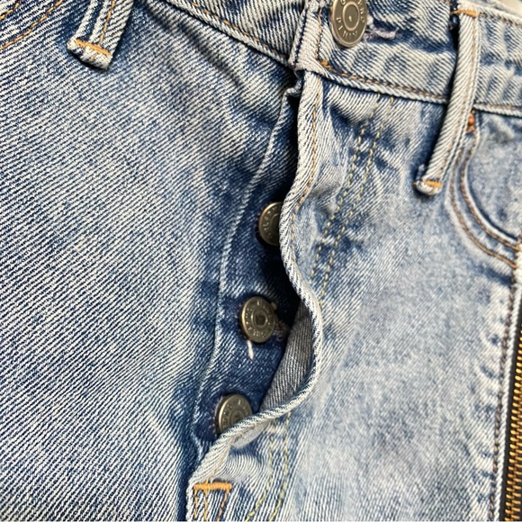 GRLFRND long leg zipper down the line ANDREA straight leg high rise BLUE JEANS - Picture 9 of 14